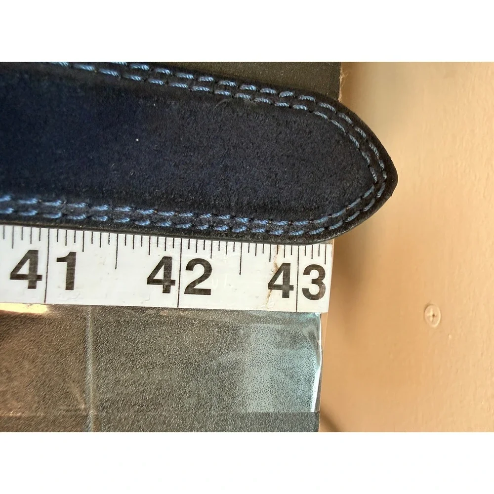 Fullerton Mens Blue Suede Leather Belt Full Grain Size 38 Preppy Coastal Office